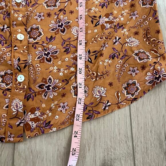 J.Jill Women’s Brown Paisley Button Down Blouse Sz Small - Picture 6 of 7